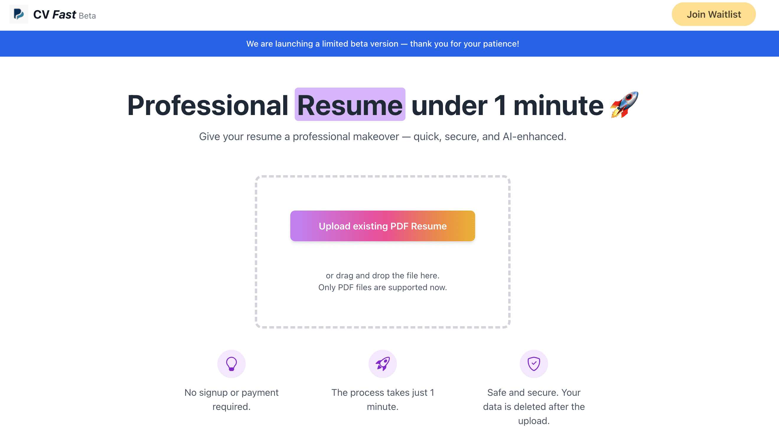 CVfast – resume with one click