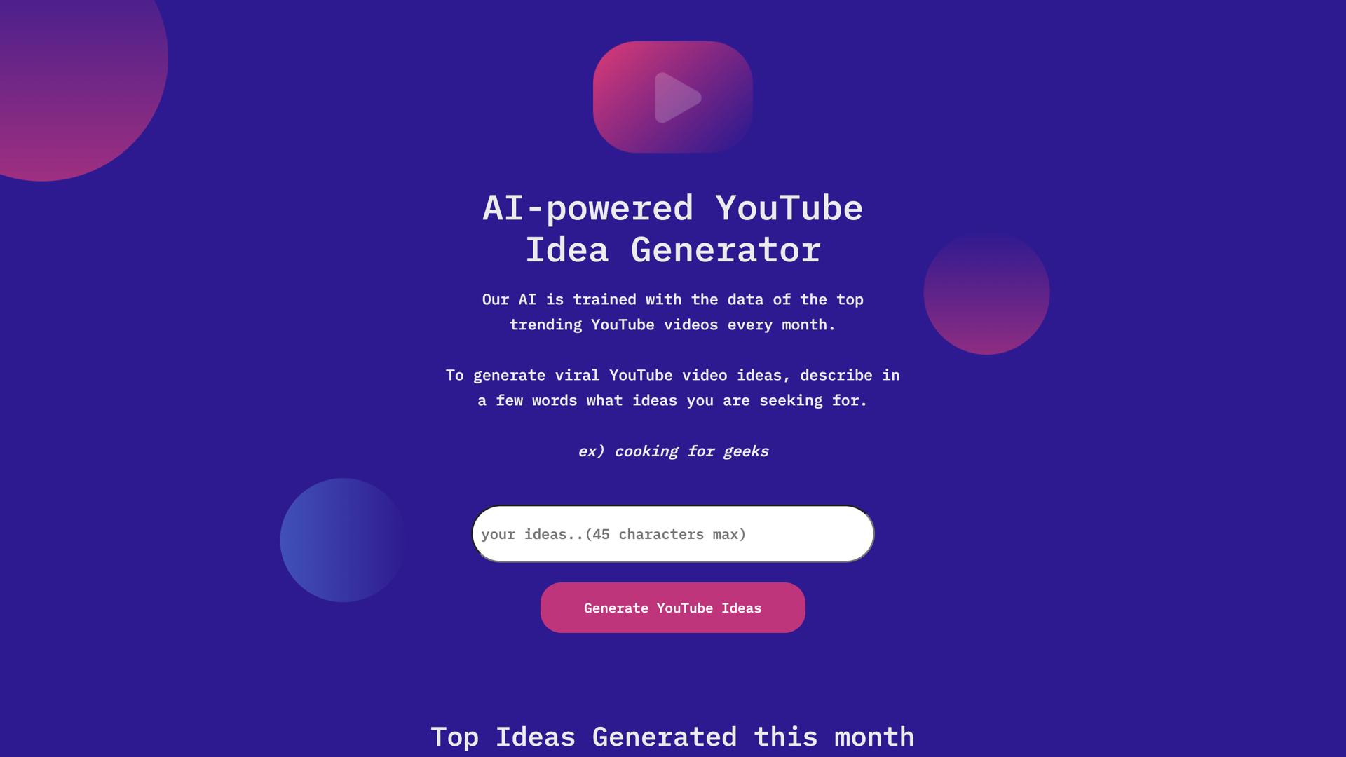 AI-powered YouTube Idea Generator