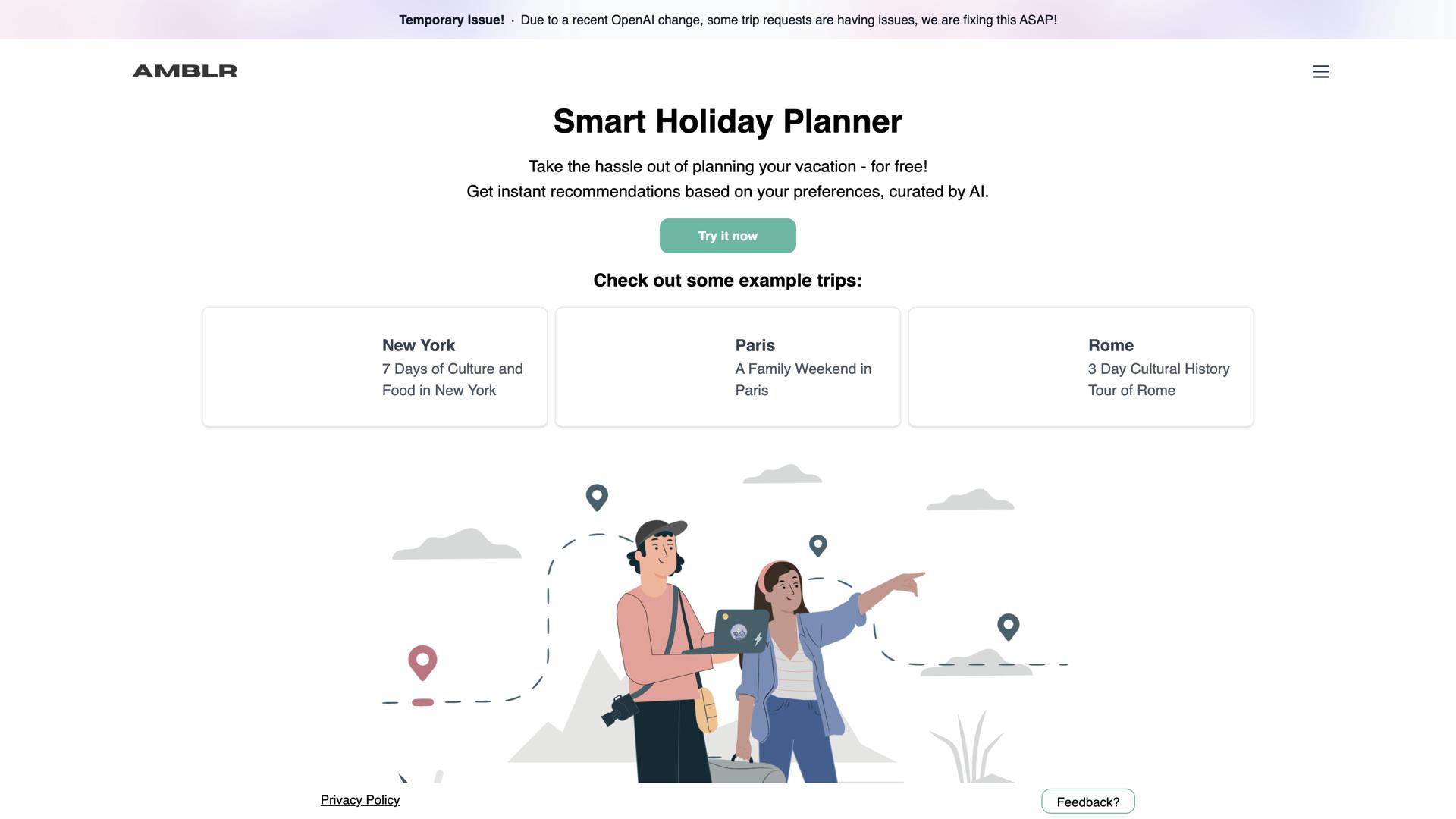 AMBLR – AI Travel Planner