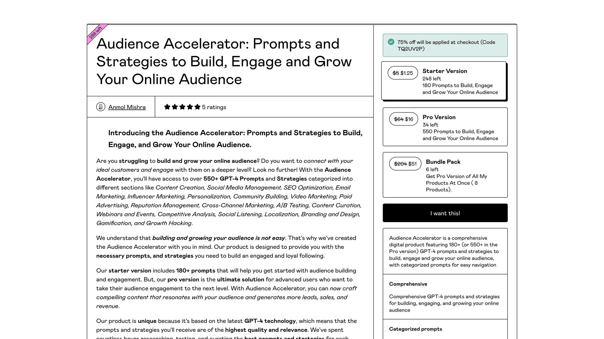 Audience Accelerator: GPT-4 Prompts