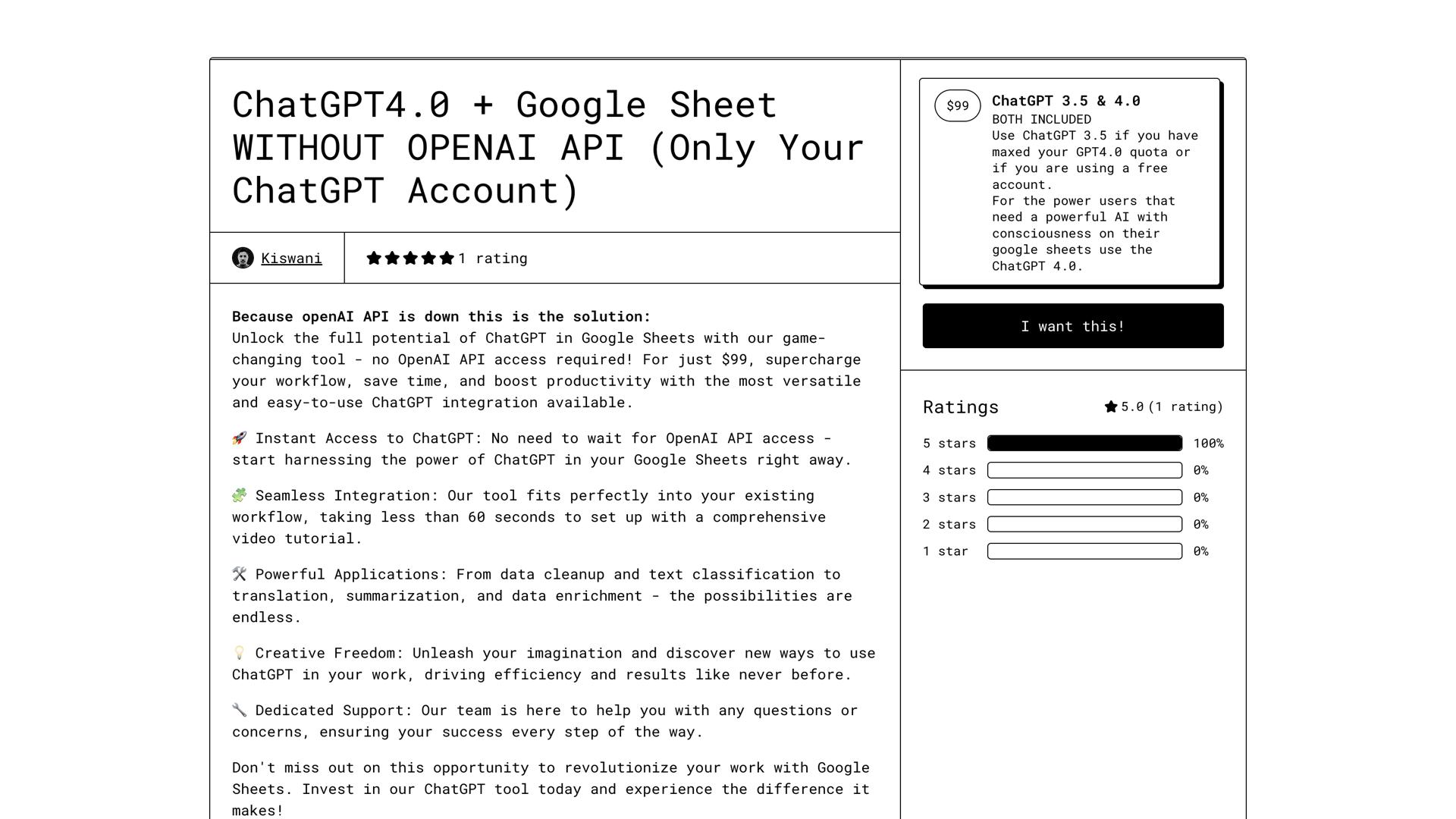 ChatGPT+ Google Sheet