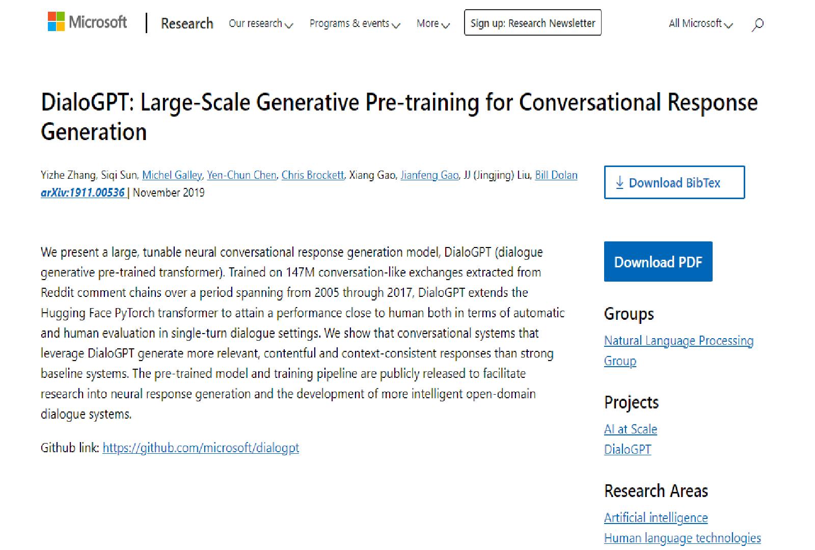 DialoGPT By Microsoft