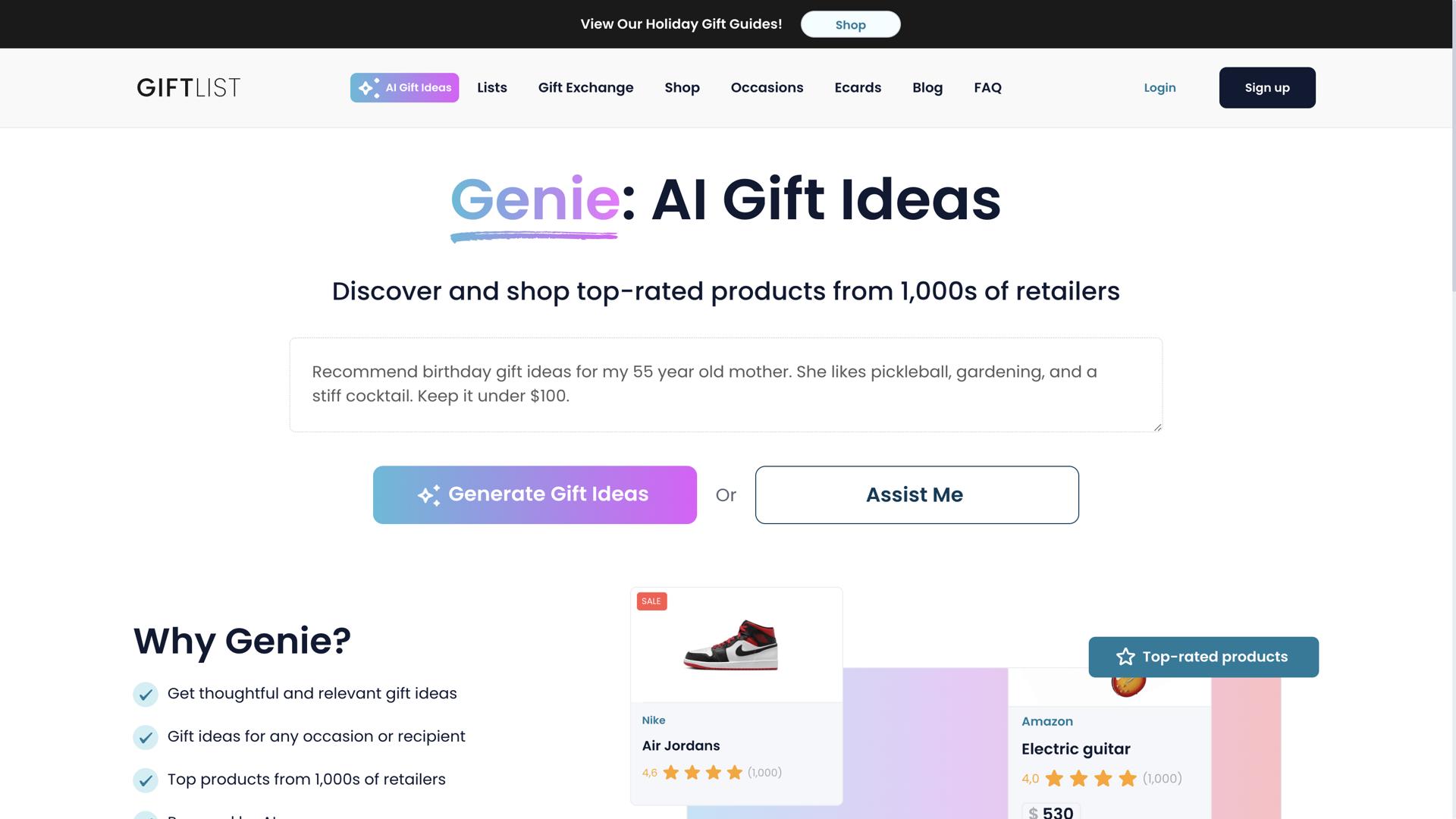 GiftList Genie: AI-Powered Gift Ideas Generator