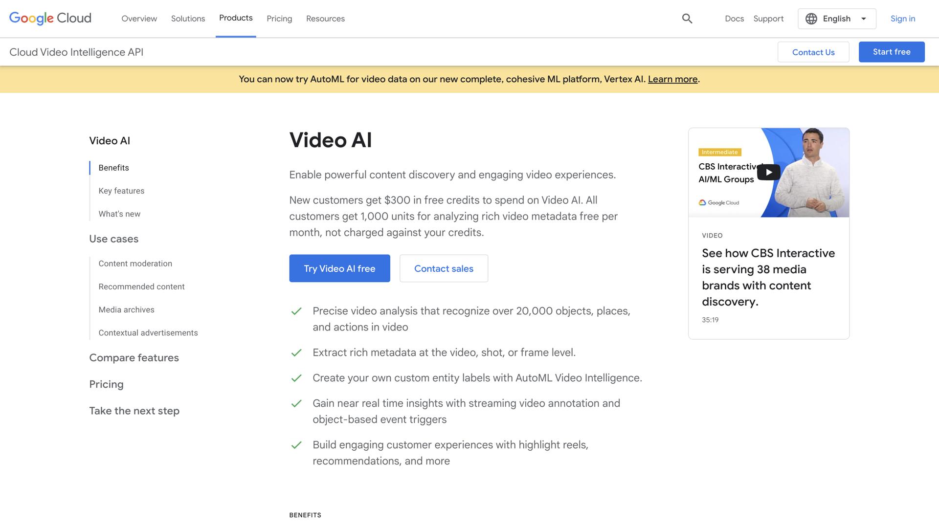 Google Cloud Video Intelligence API