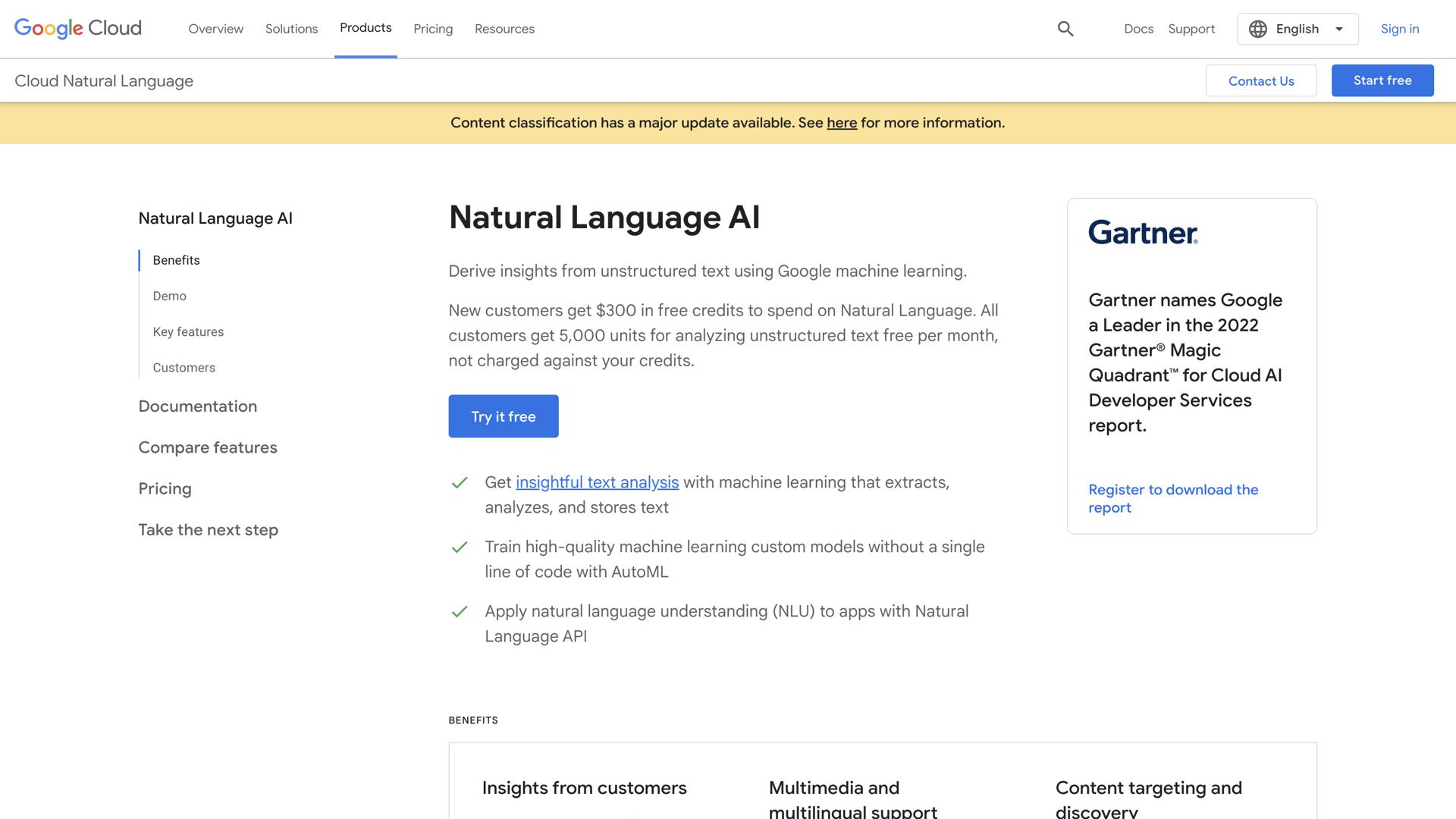 Google Natural Language API