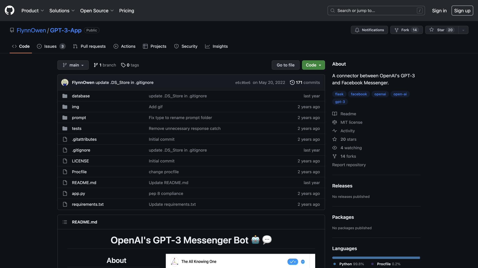 GPT-3 Facebook Messenger Bot