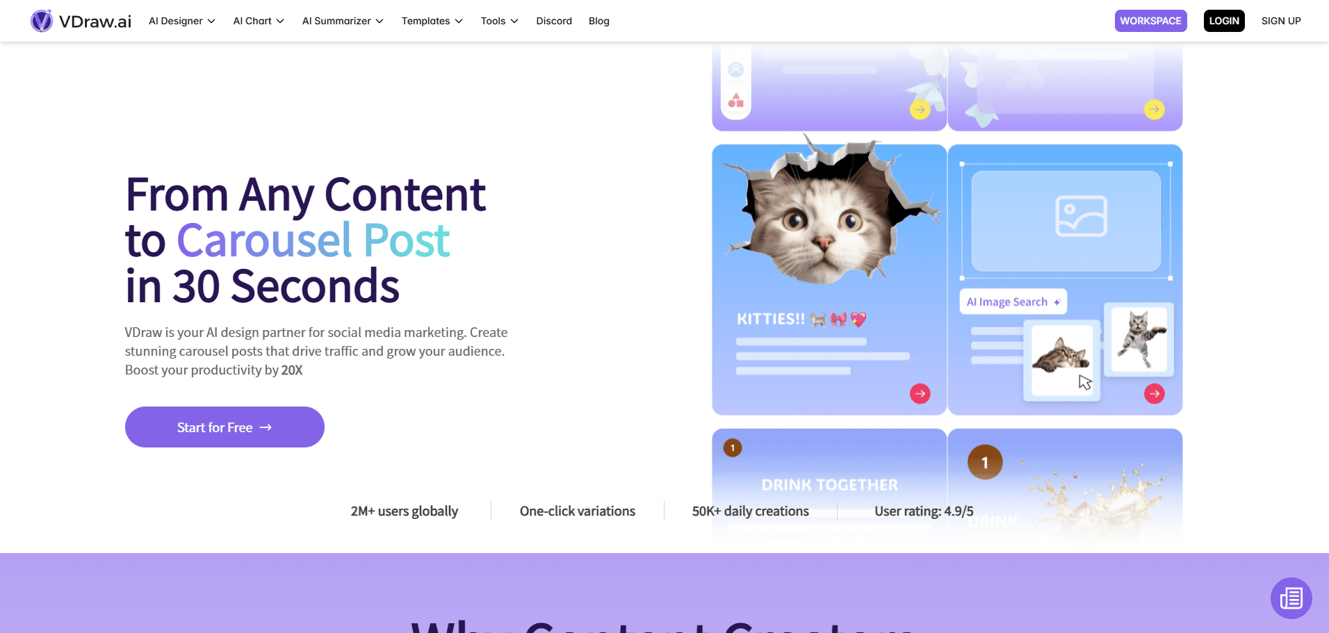 VDraw – Free AI Carousel Post Generator for Social Media