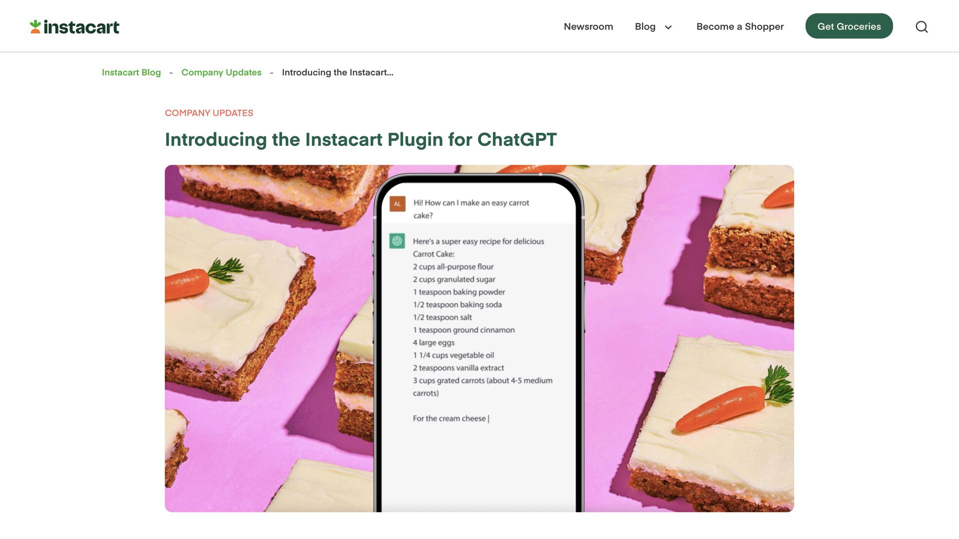 Instacart ChatGPT plugin