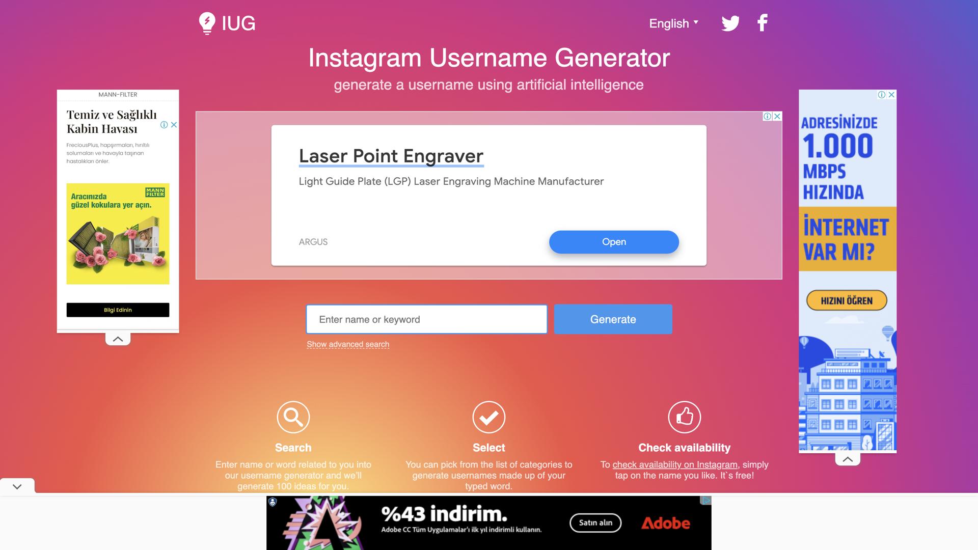 Instagram Username Generator (IUG)