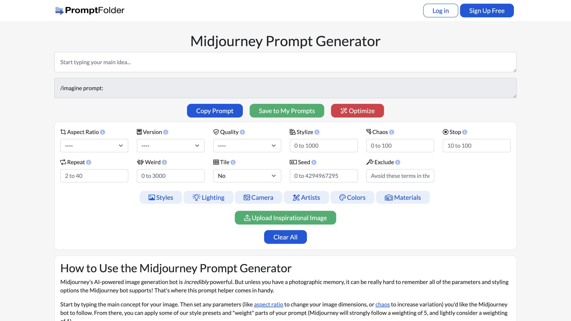MidJourney Prompt Helper