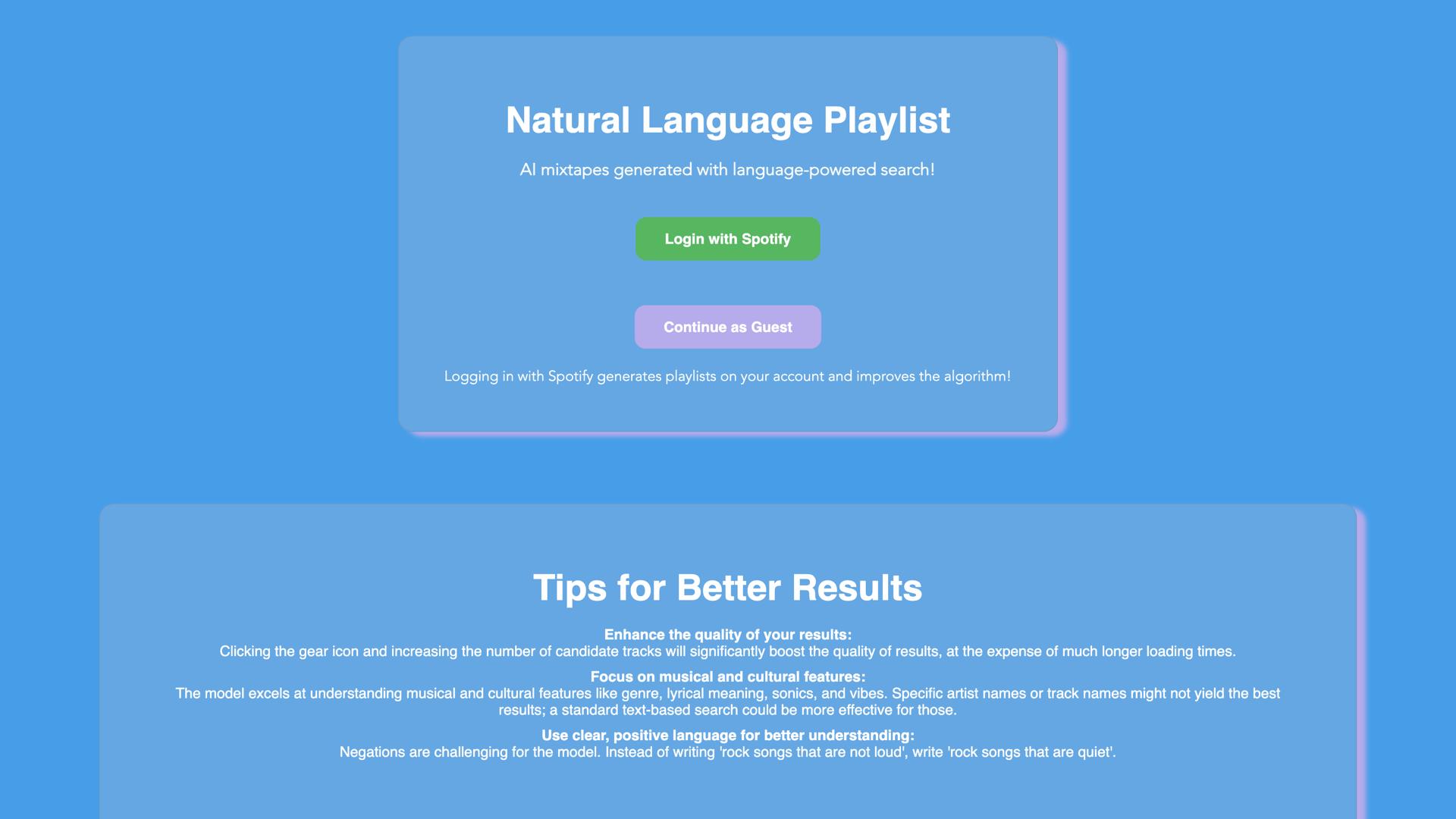 Natural Language Playlist