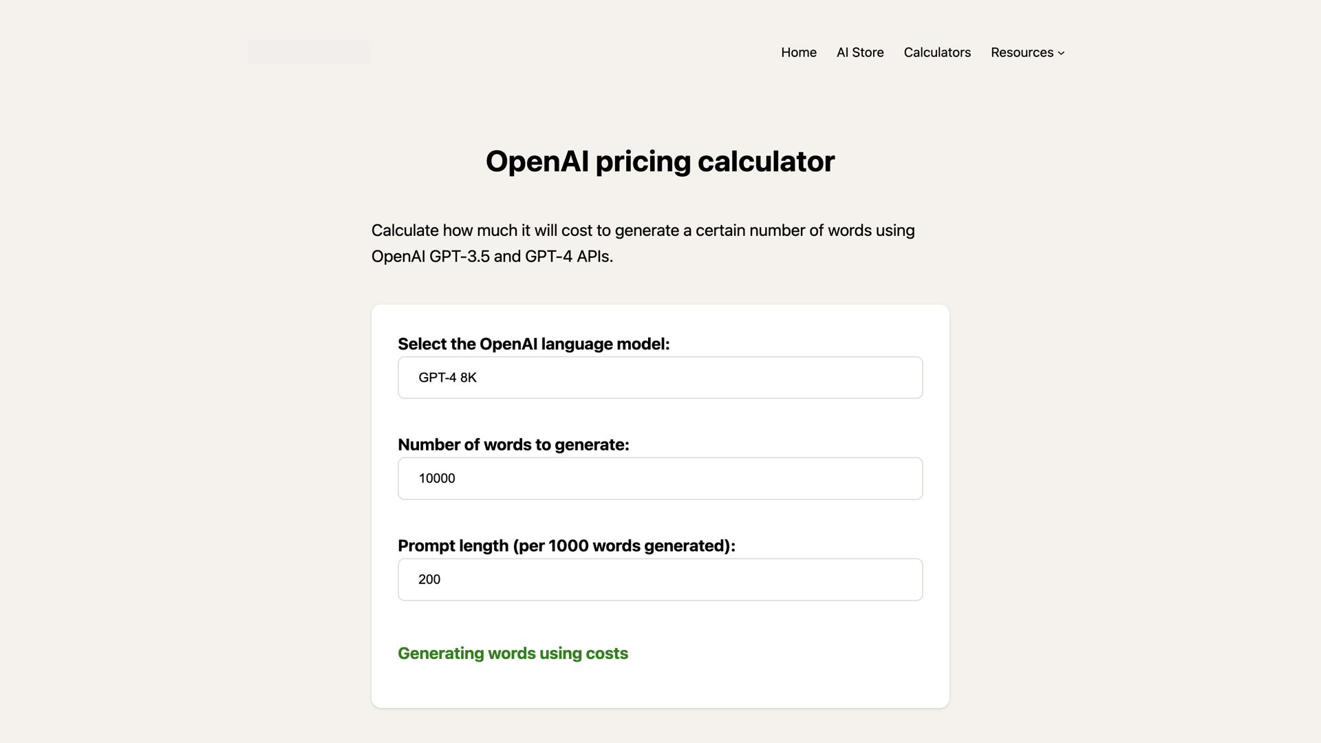 OpenAI GPT Price Calculator