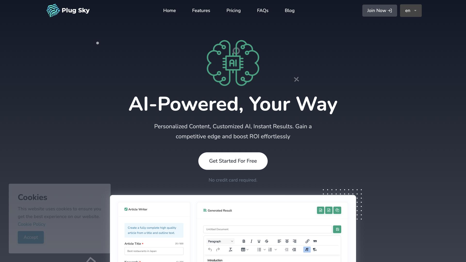 PlugSky AI Content Copywriter
