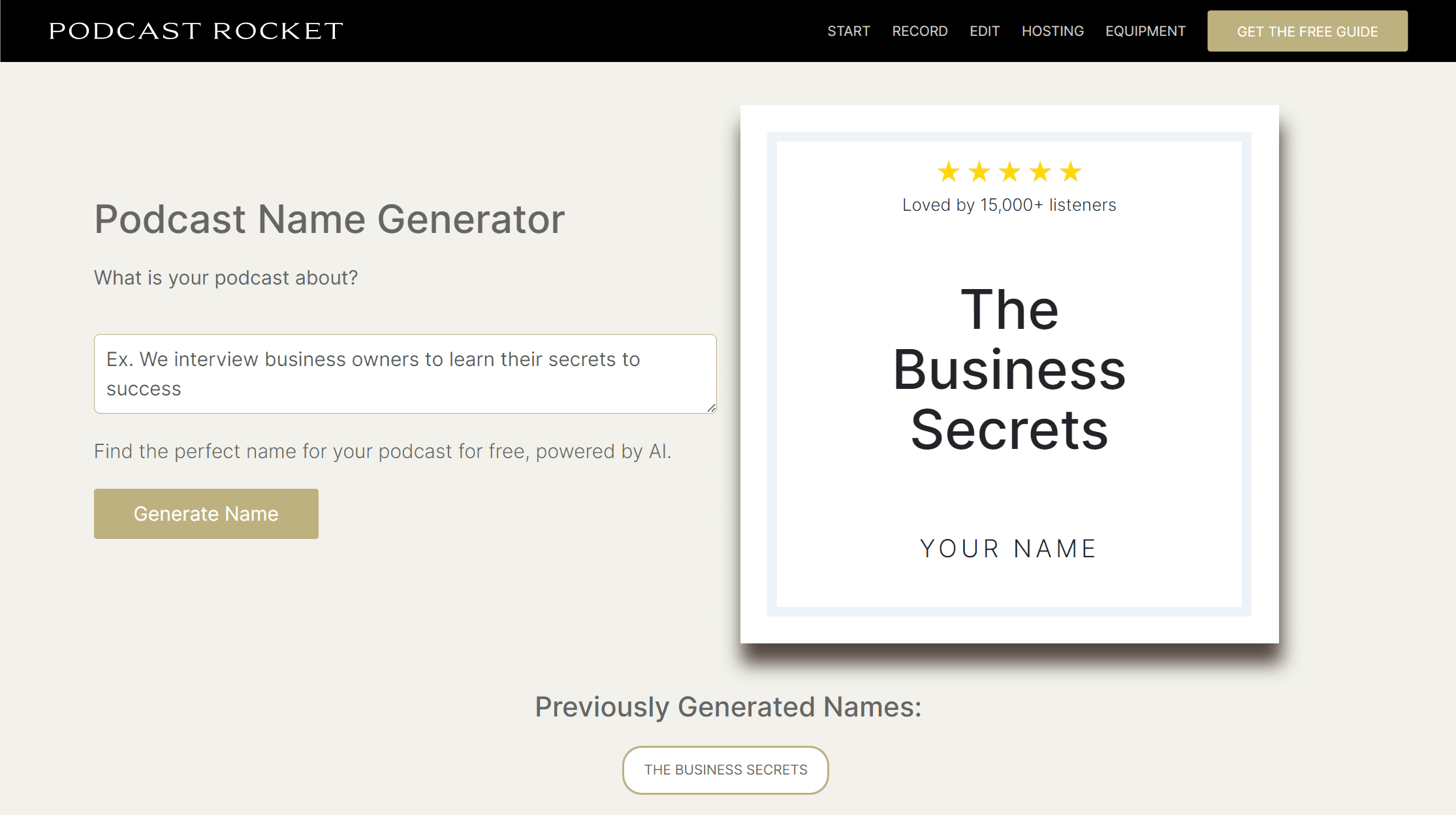 Podcast Name Generator by Podcast Rocket