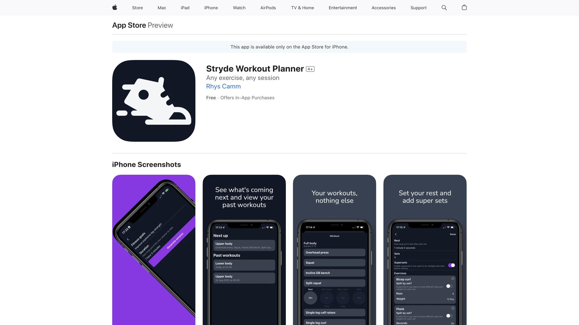 Stryde Workout Planner