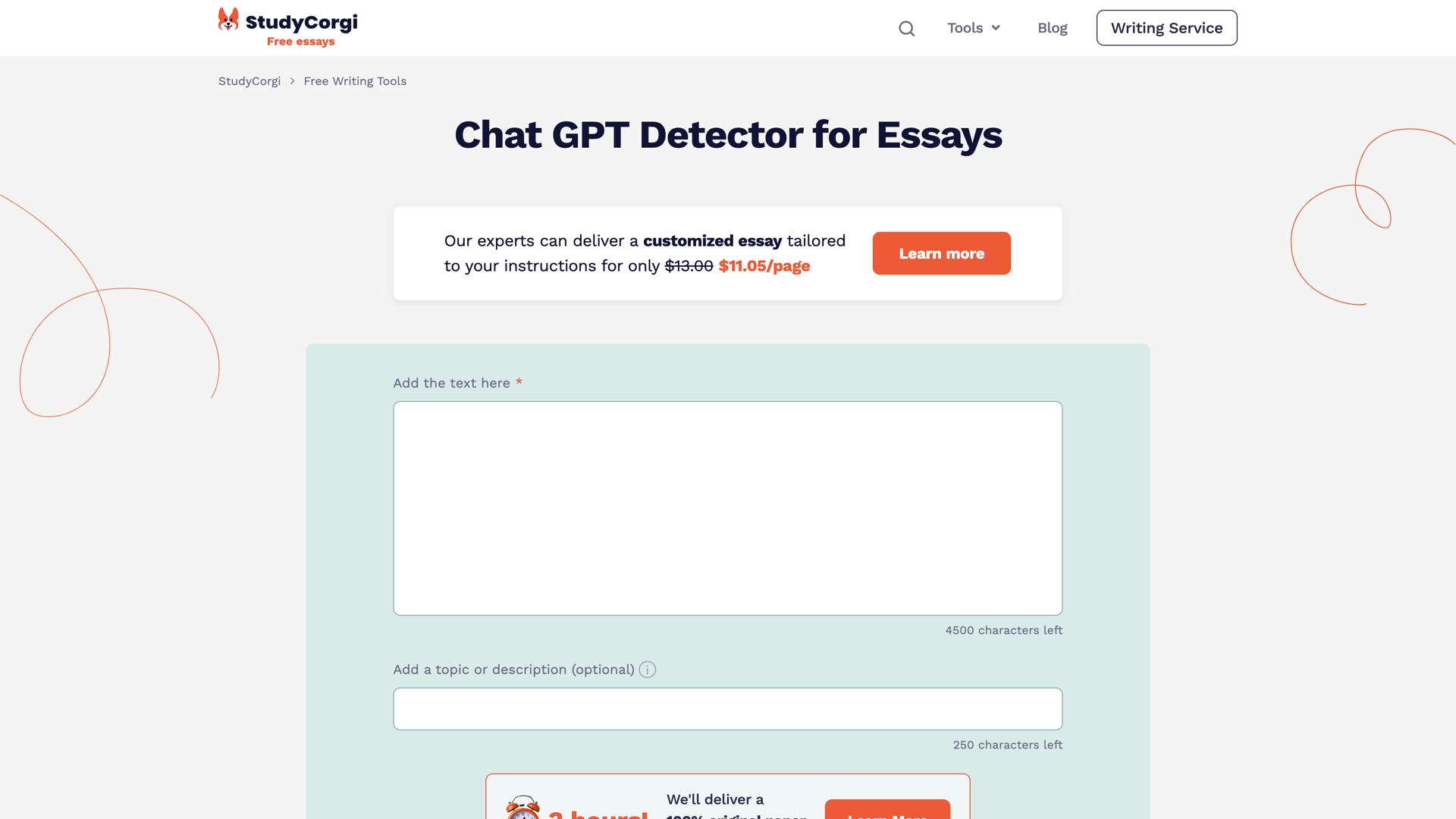 StudyCorgi ChatGPT Detector