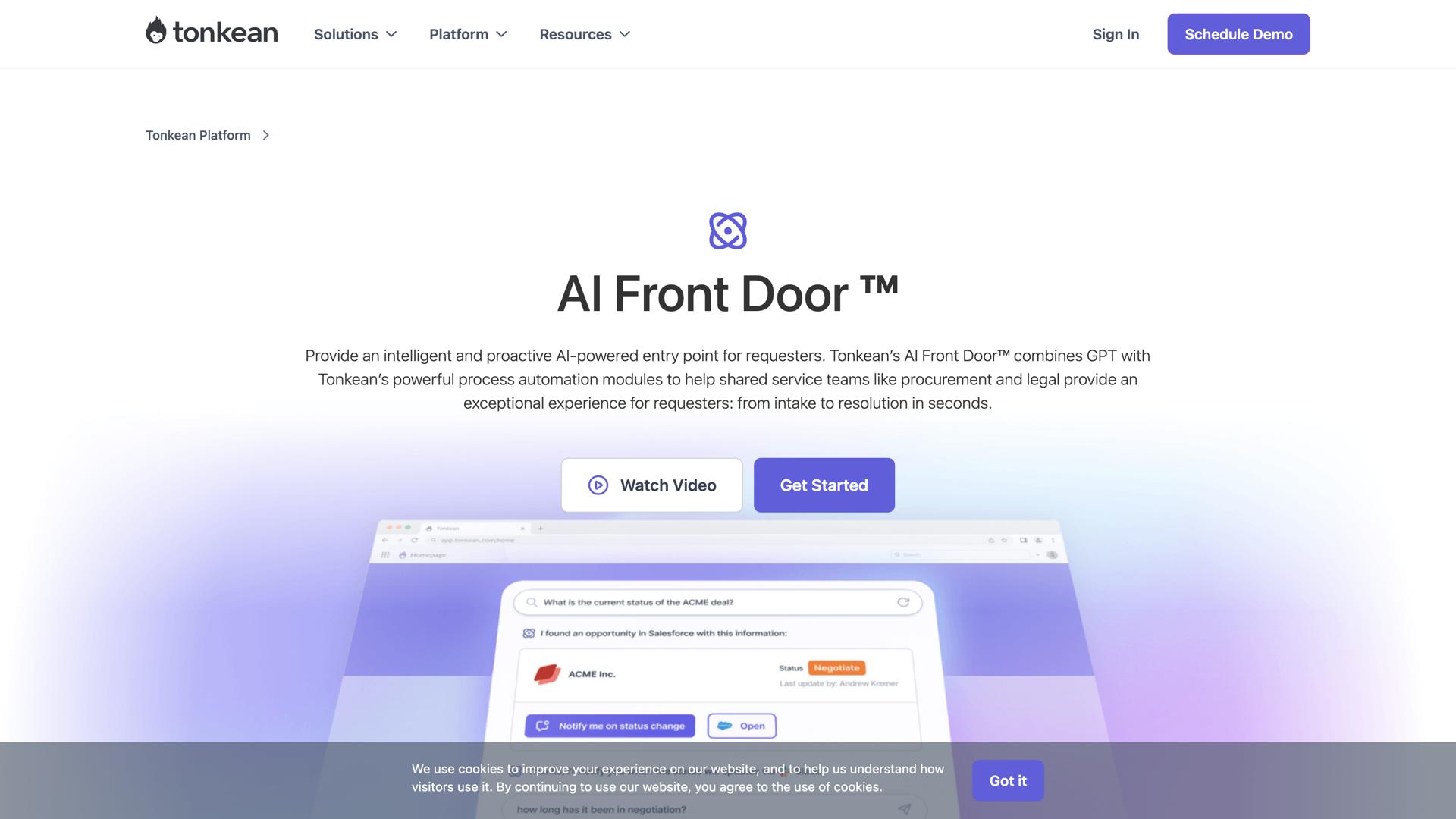 Tonkean AI Front Door