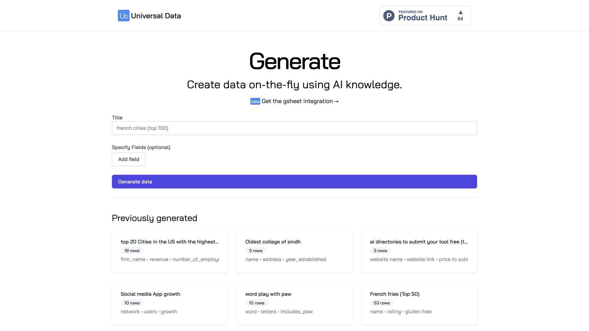 Universal Data Generator