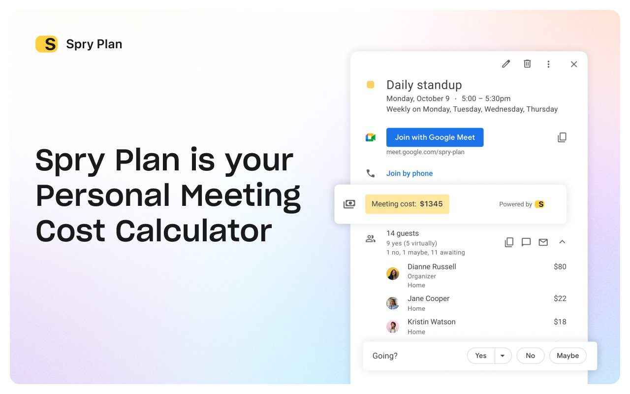 Spry Plan: Meeting Cost Calculator