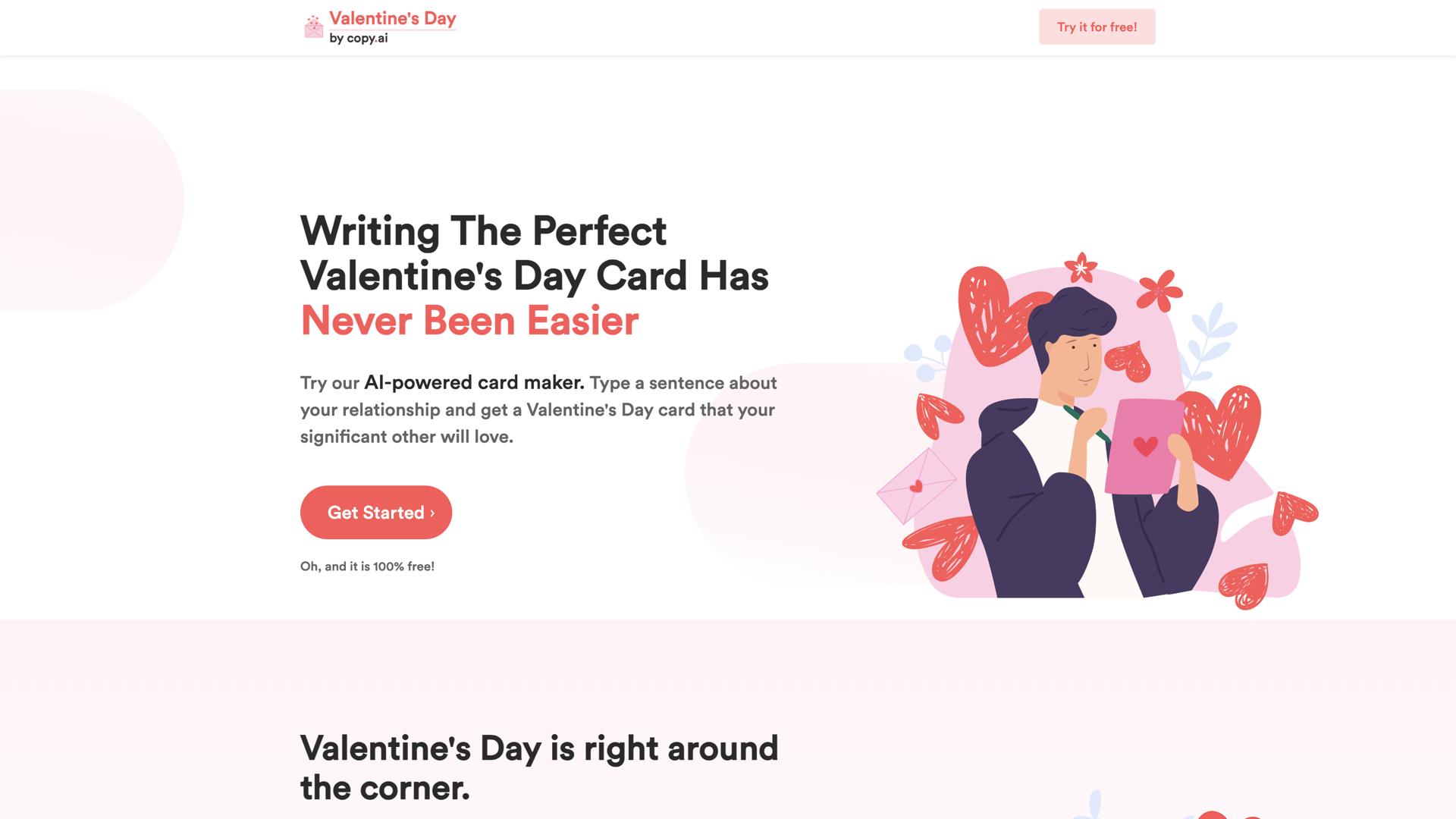 Valentine’s Day Card Writer by CopyAI