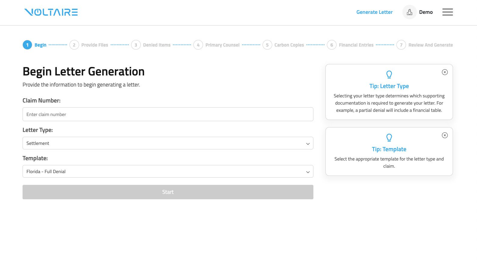 Voltaire – AI Claims Letters