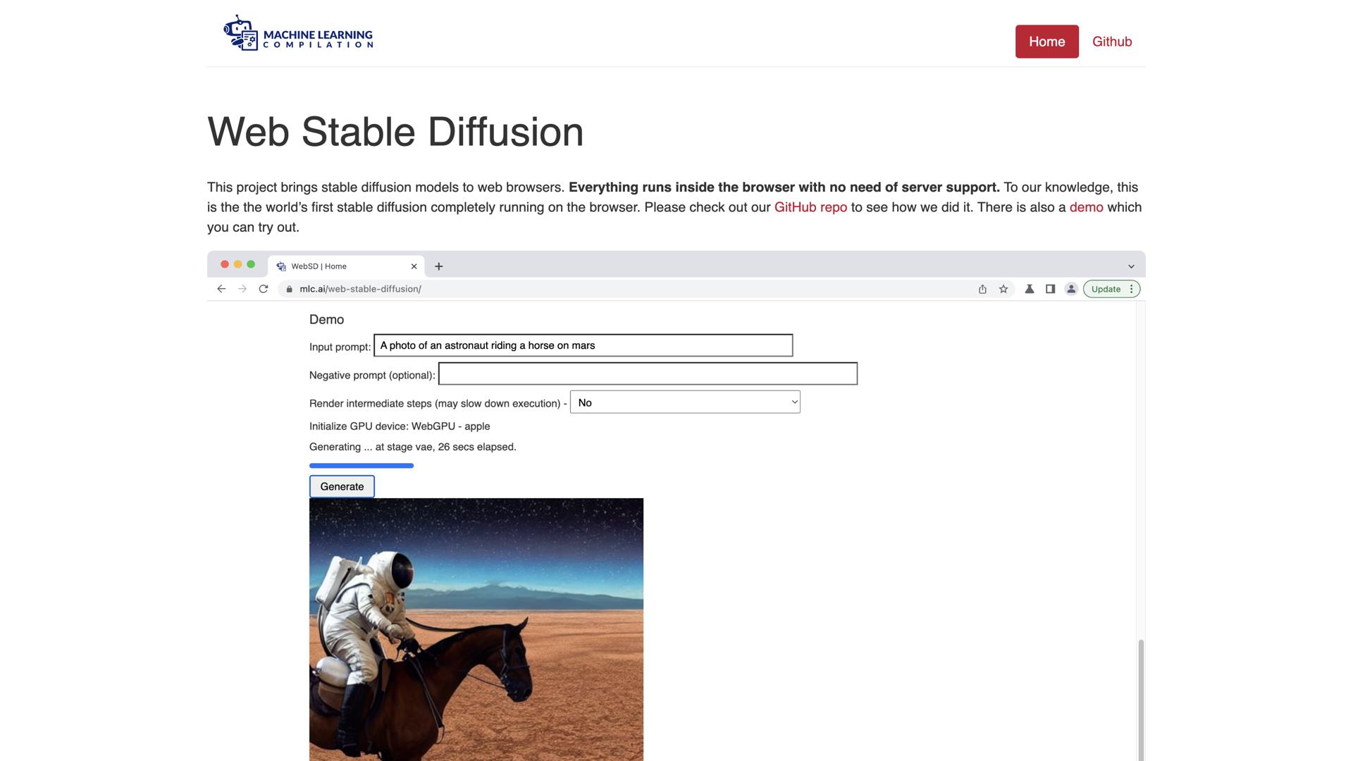 Web Stable Diffusion