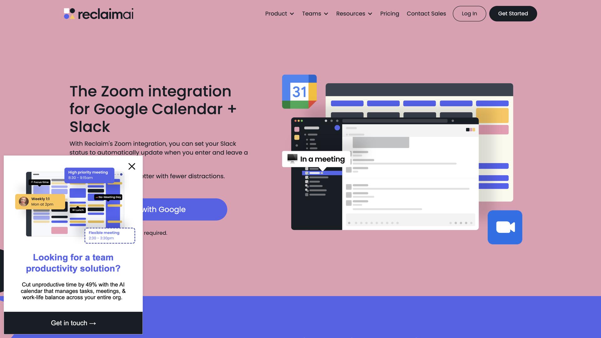 Zoom + Slack Sync by Reclaim.ai