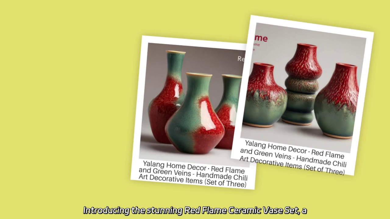 Red Flame Ceramic Vase Set - Handmade Chili Art for Minimalist Spaces