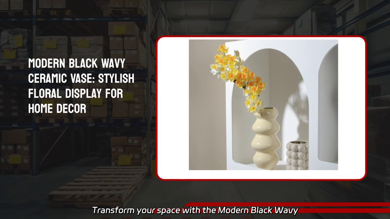 Modern Black Wavy Ceramic Vase