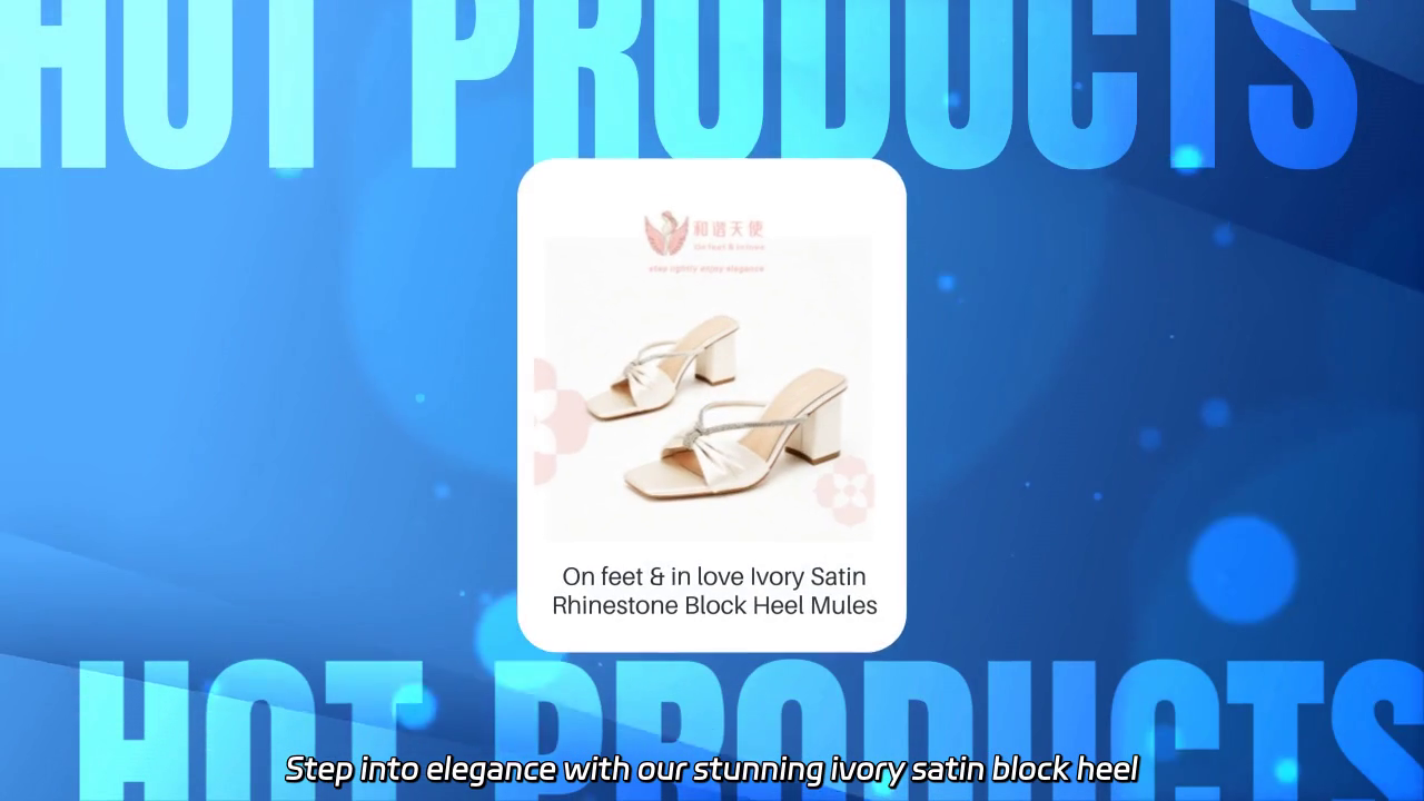 Elegant Ivory Satin Rhinestone Block Heel Mules for Special Occasions