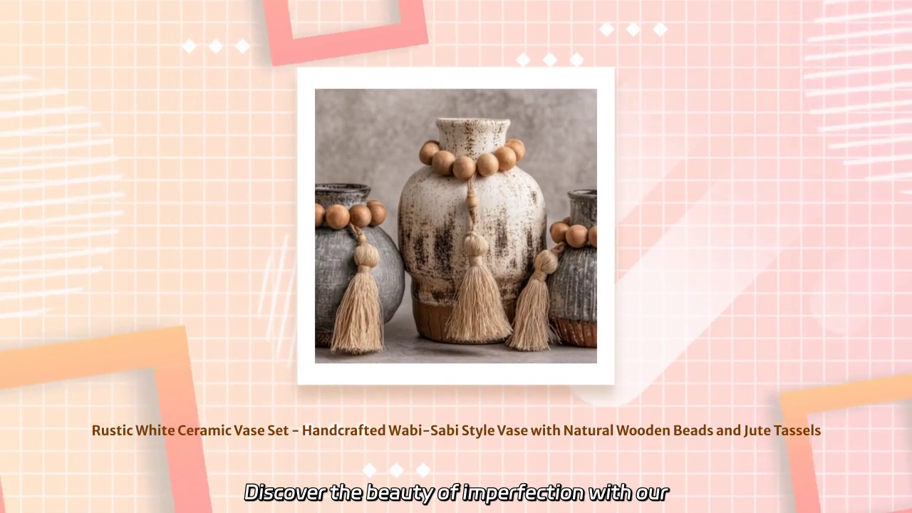 Rustic White Ceramic Vase Set - Handcrafted Wabi-Sabi Design with Natural Elements