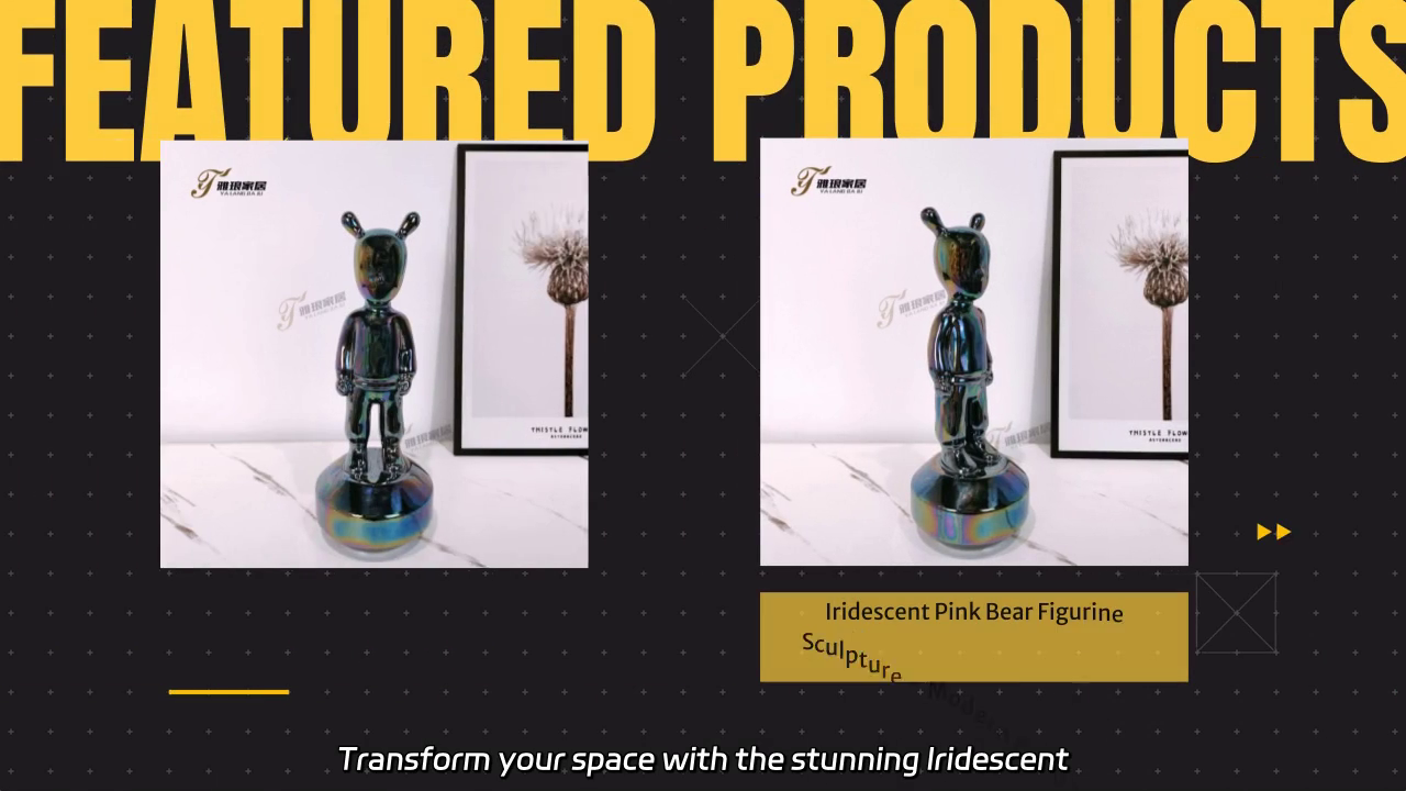 Iridescent Pink Bear Figurine Sculpture
