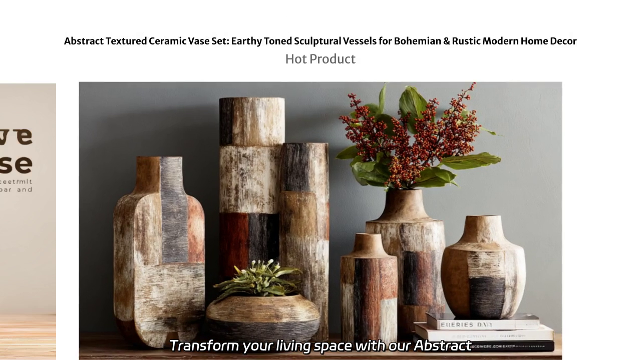 Abstract Textured Ceramic Vase Set: Bohemian Elegance Meets Modern Artistry