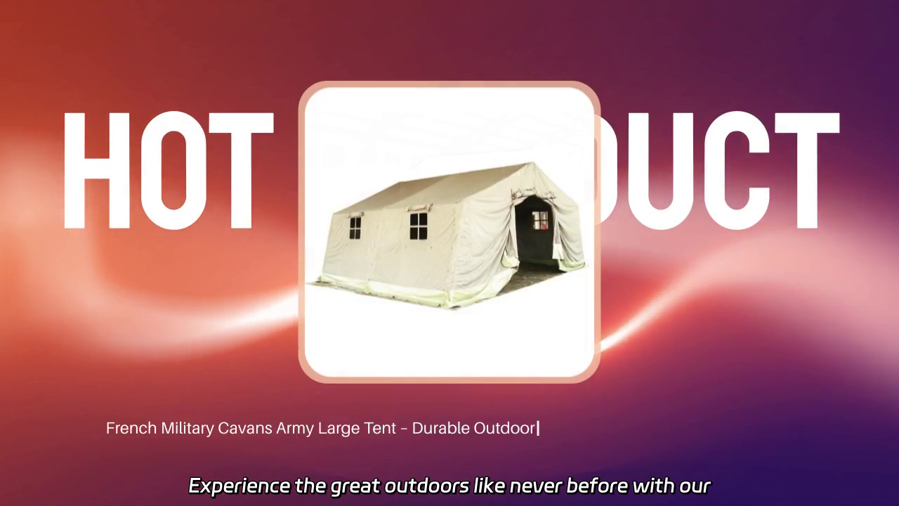 French Military Canvas Army Tent - Spacious 14-Person Camp Shelter