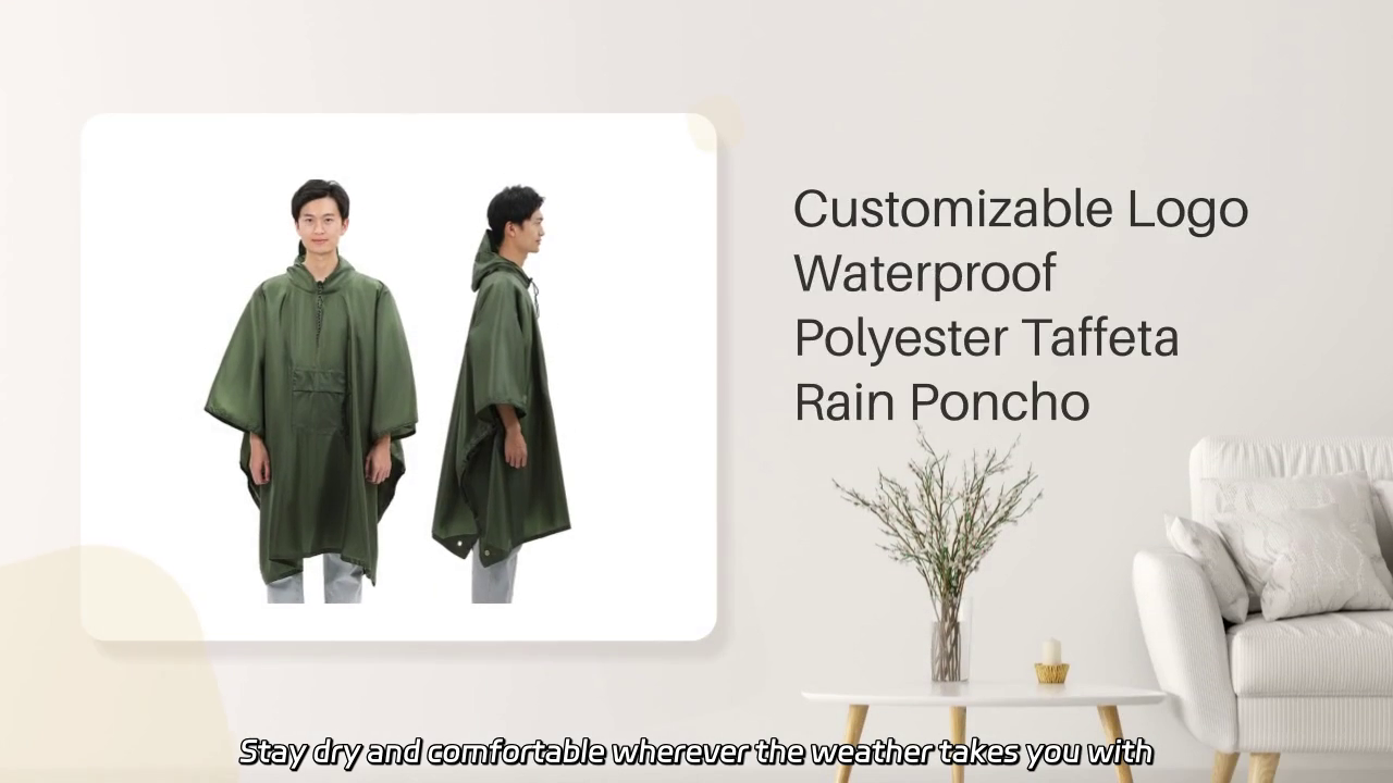 Customizable Logo Waterproof Polyester Taffeta Rain Poncho