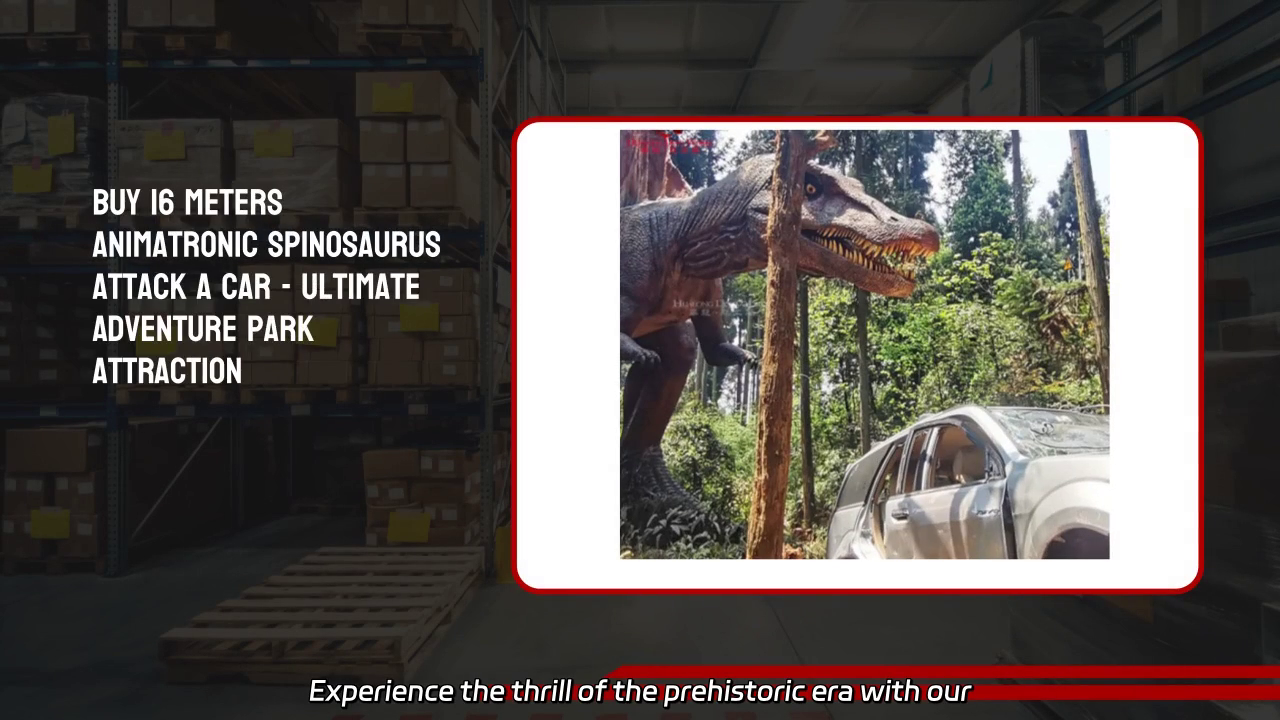 16 Meters Animatronic Spinosaurus Attack Car in Adventure Park