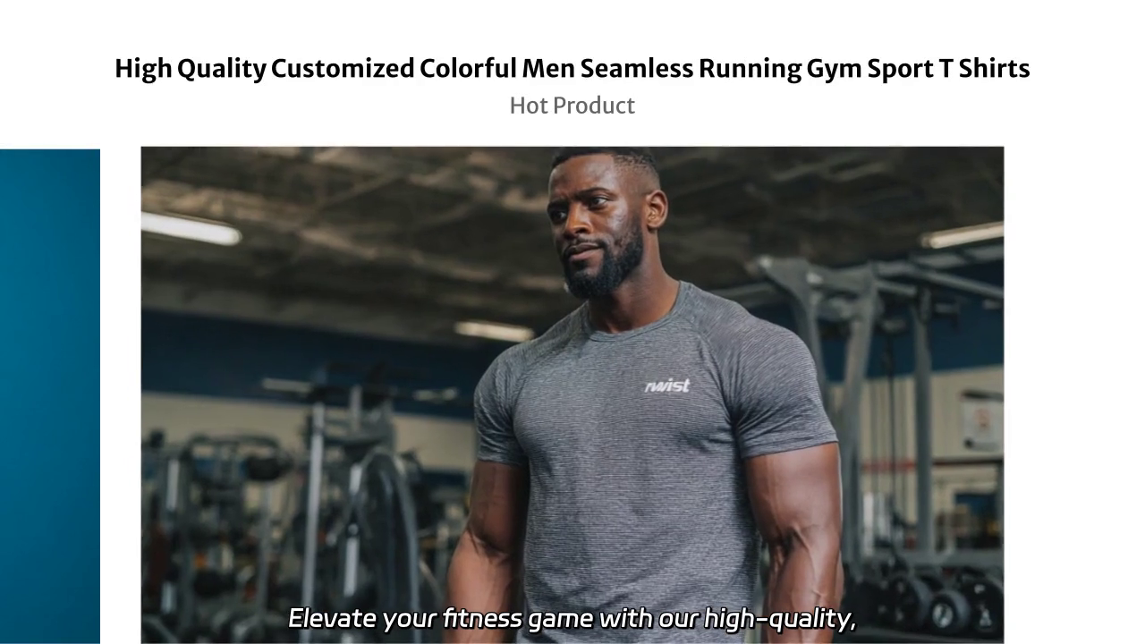 High Quality Customized Colorful Men Seamless Running Gym Sport T-Shirts Video Showcase