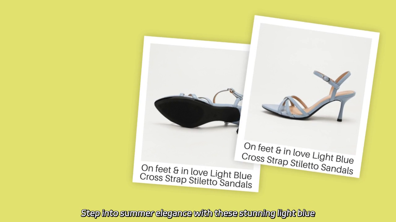On Feet: Light Blue Cross Strap Stiletto Sandals for Summer Elegance